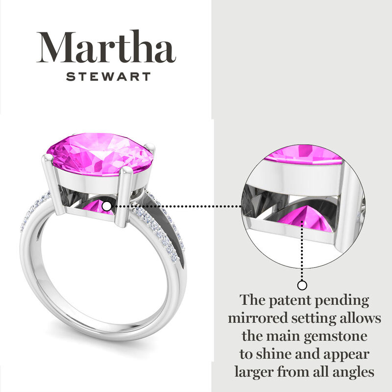 Martha Stewart 4 1/2ctw. Oval Pink Sapphire & Lab Grown Diamond Ring In Sterling Silver image number null
